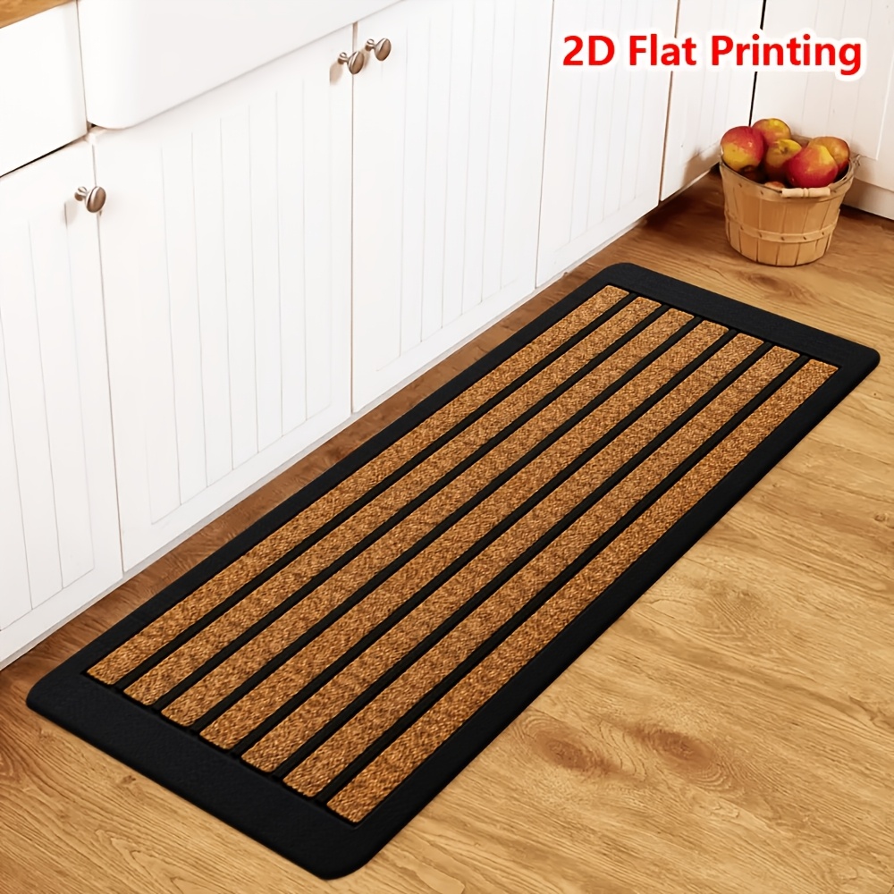 TEMU 1pc Soft Plush Flannel Door Mat Suitable For Indoor/outdoor Use, Cork Pattern With Pvc Backing, Machine Washable Rectangular Suitable For Living
