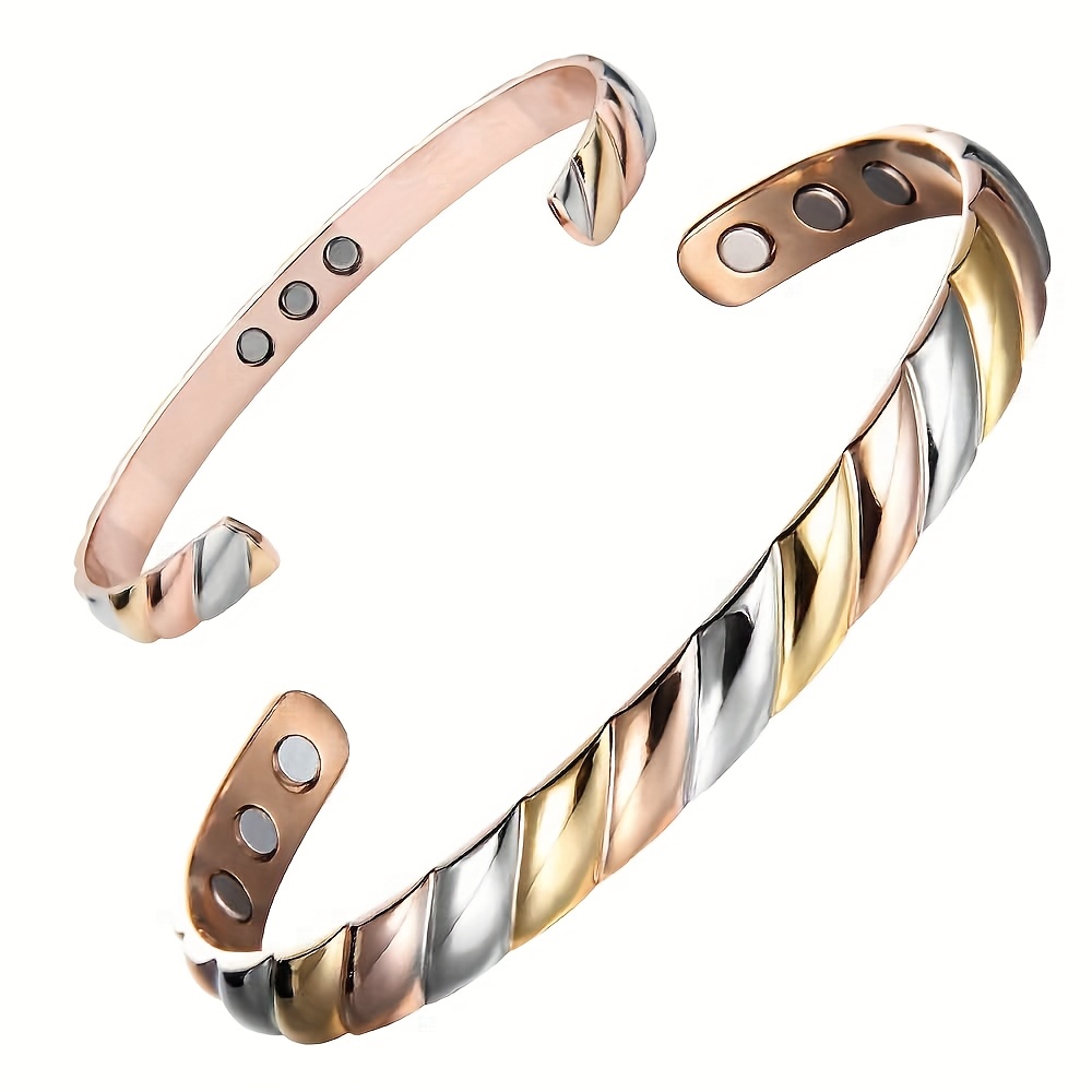 Women's Adjustable Copper Magnetic Cuff Bracelet, Hypoallergenic