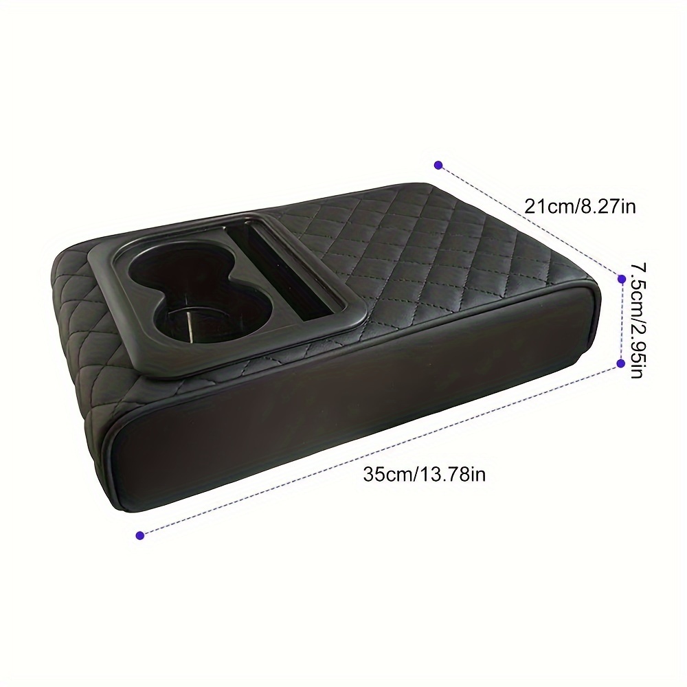 TEMU With 2 Cup Holders Pu Armrest Cushion, Car Armrest Cushion, Portable Car Pillowcase Height Cushion