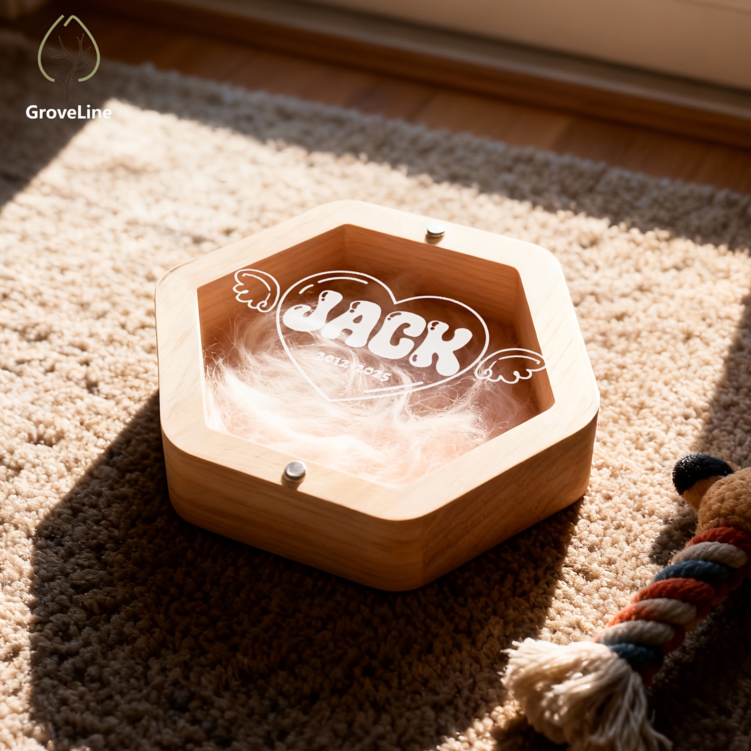 Personalized Pet Memorial Box with Angel Wings Design, Customizable Keepsake