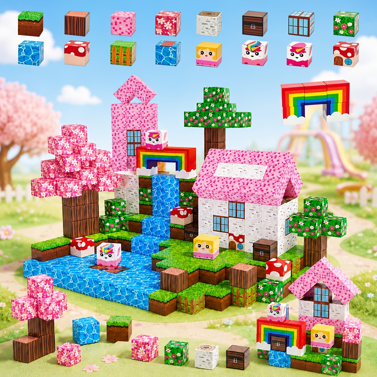 Magnetic Building Blocks Toy Set, Creative Magnet Cube Construction Toy