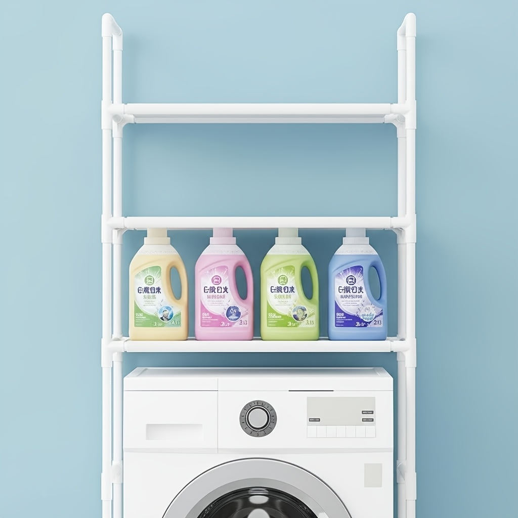 4 tier bathroom   saving storage rack for above washing machine bathroom and laundry organizer with sturdy metal frame adjustable top mounted shelf suitable for bathroom storage home organization for holding towels Product details 8