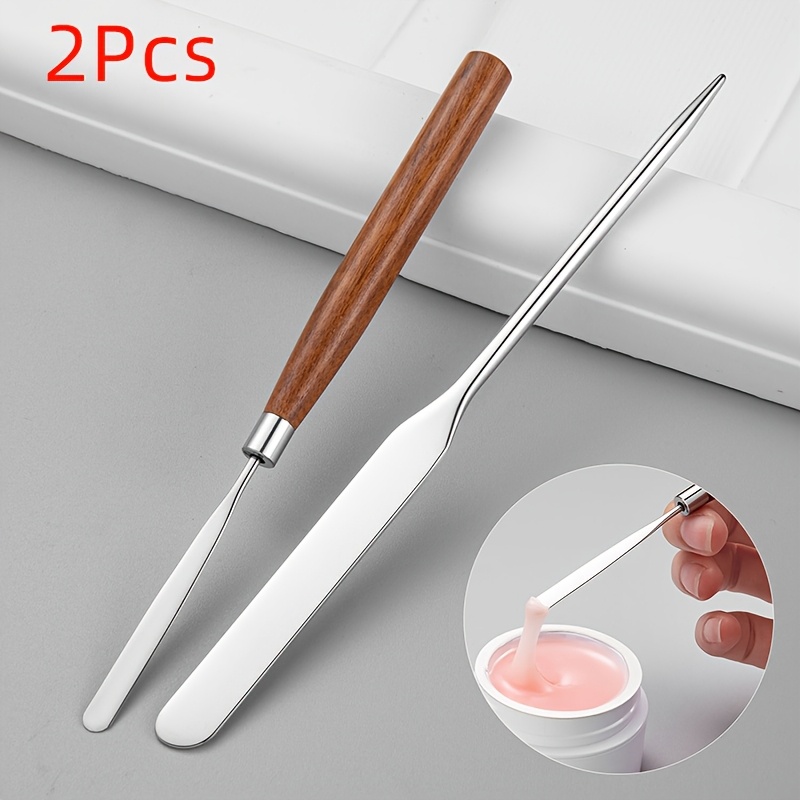TEMU 【2個セット】メイクアップスパチュラ ステンレス製 ネイル 美容 メイク ミキシンック グルースティック ネイルポ グルー カラーミキシンック ーションスパチュラ