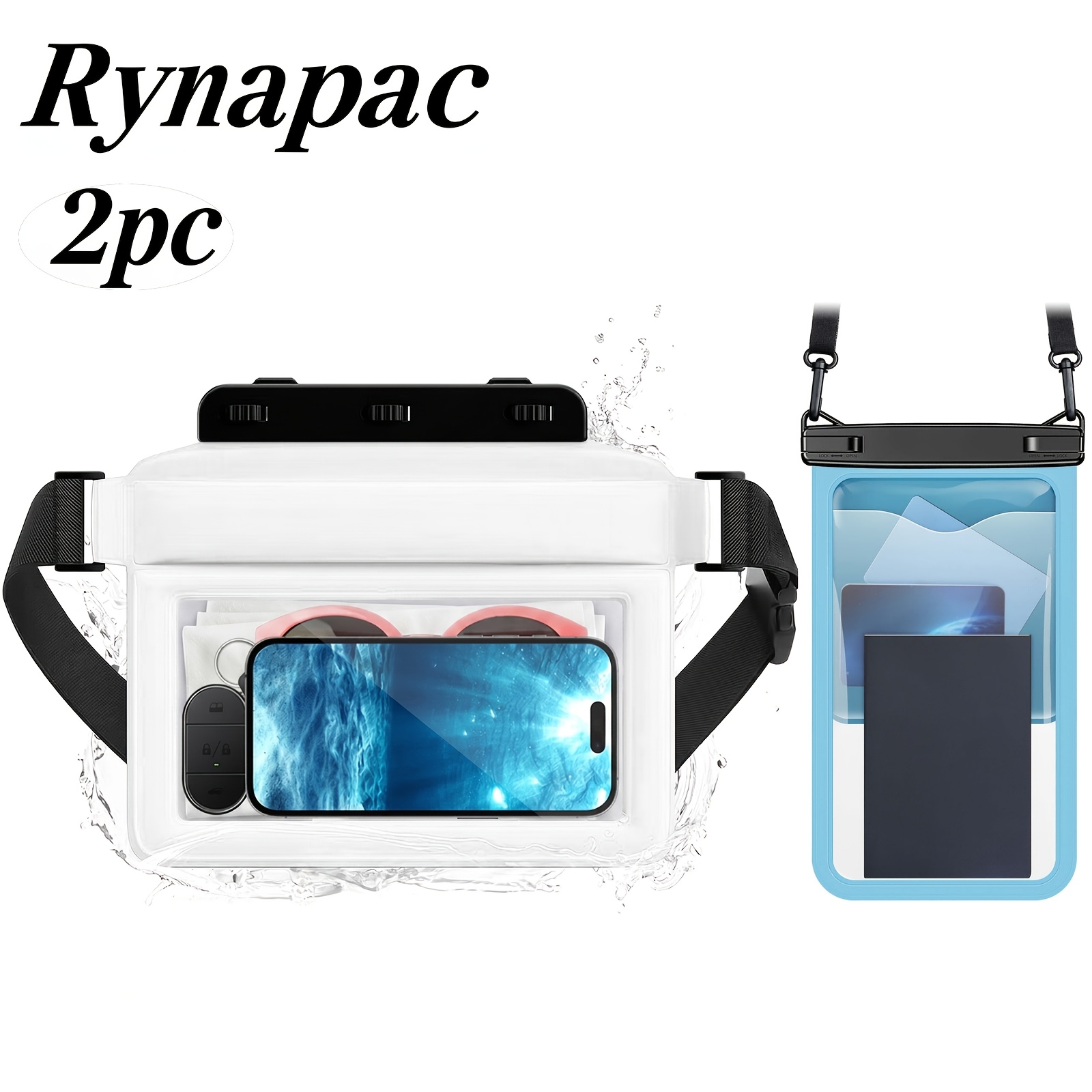 Rynapac 2pcs Large Capacity Phone Pouch & Waist Bag Set, Touchscreen Compatible