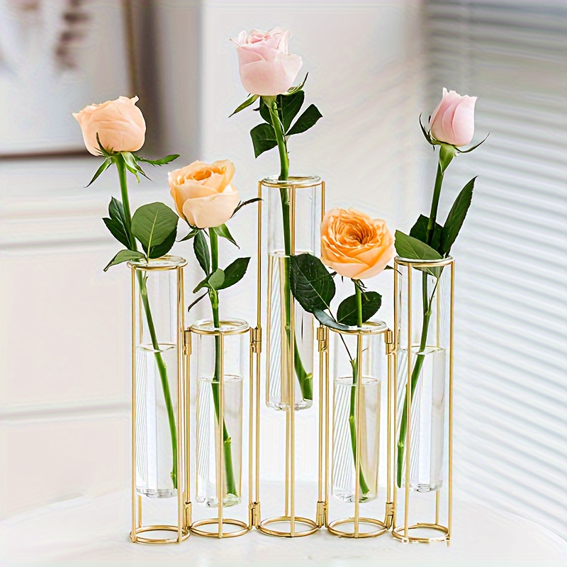 

Contemporary Glass And Metal Vase Set With Hinges: Home Decor For A Table Centerpiece