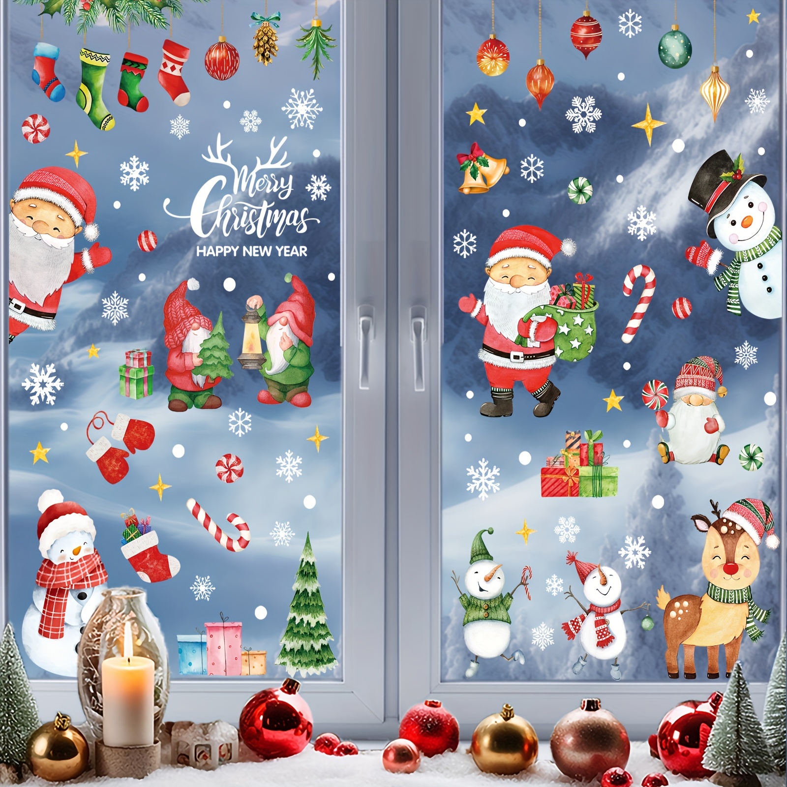 177 stuks kerst raamstickers, 10 vellen kerst sneeuwvlok stickers sneeuwpop kous raamstickers, kerstman raamstickers voor ramen glas, winter raamstickers, kerstversiering feestdagen