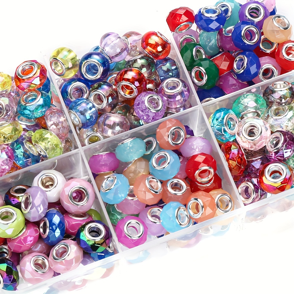 

diy Delight" 50-piece 15mm Large Hole Acrylic Beads - Wheel & Abacus Shapes For Diy Bracelets And Pendants Crafting