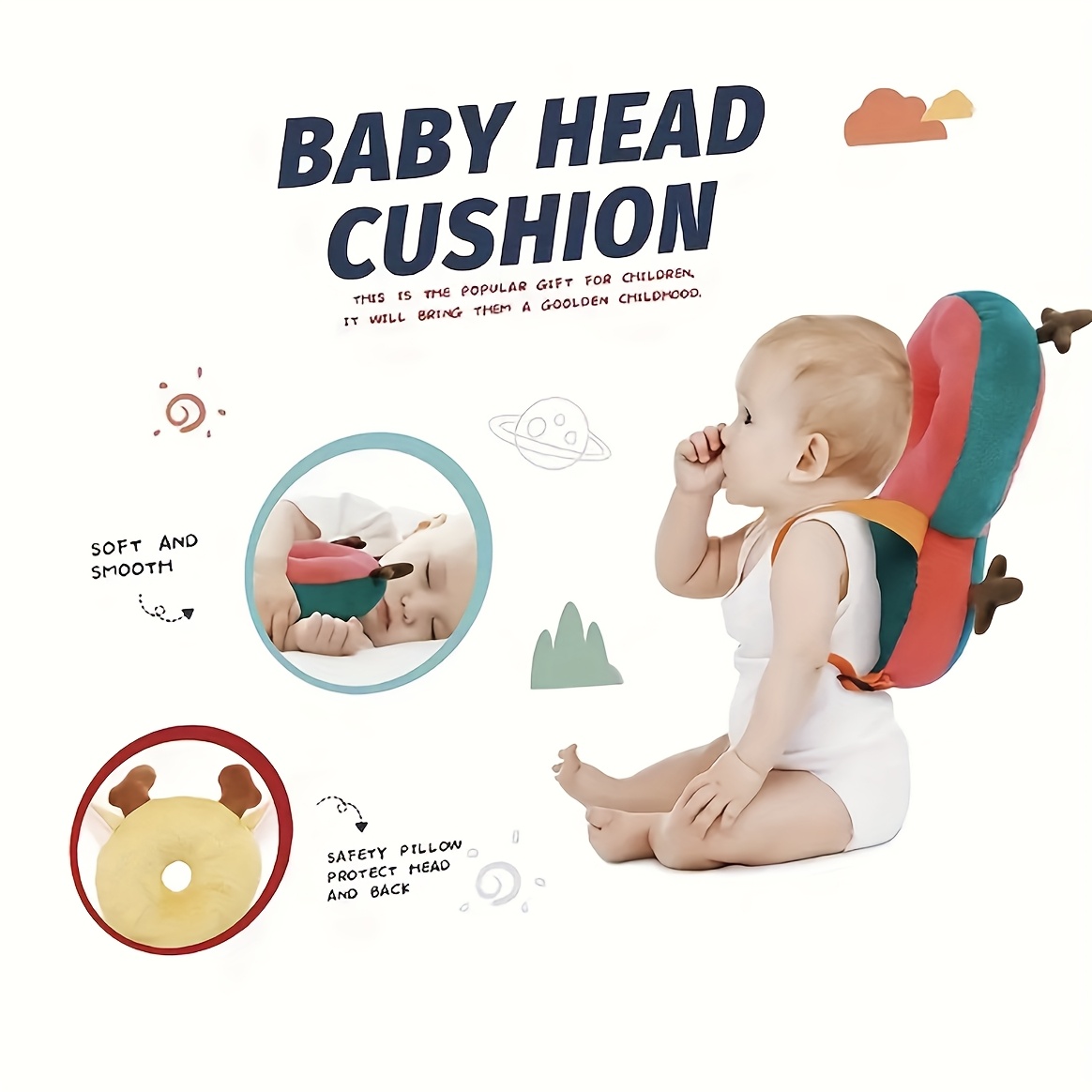 cartoon animal plush protective pillow for walking adjustable safety head cushion for polyester fiber   options details 2