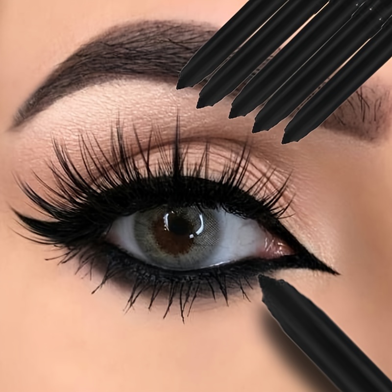 5pcs waterproof black eyeliner gel pencil lasting   smooth   matte quick drying non smudge eye liner gel pen makeup