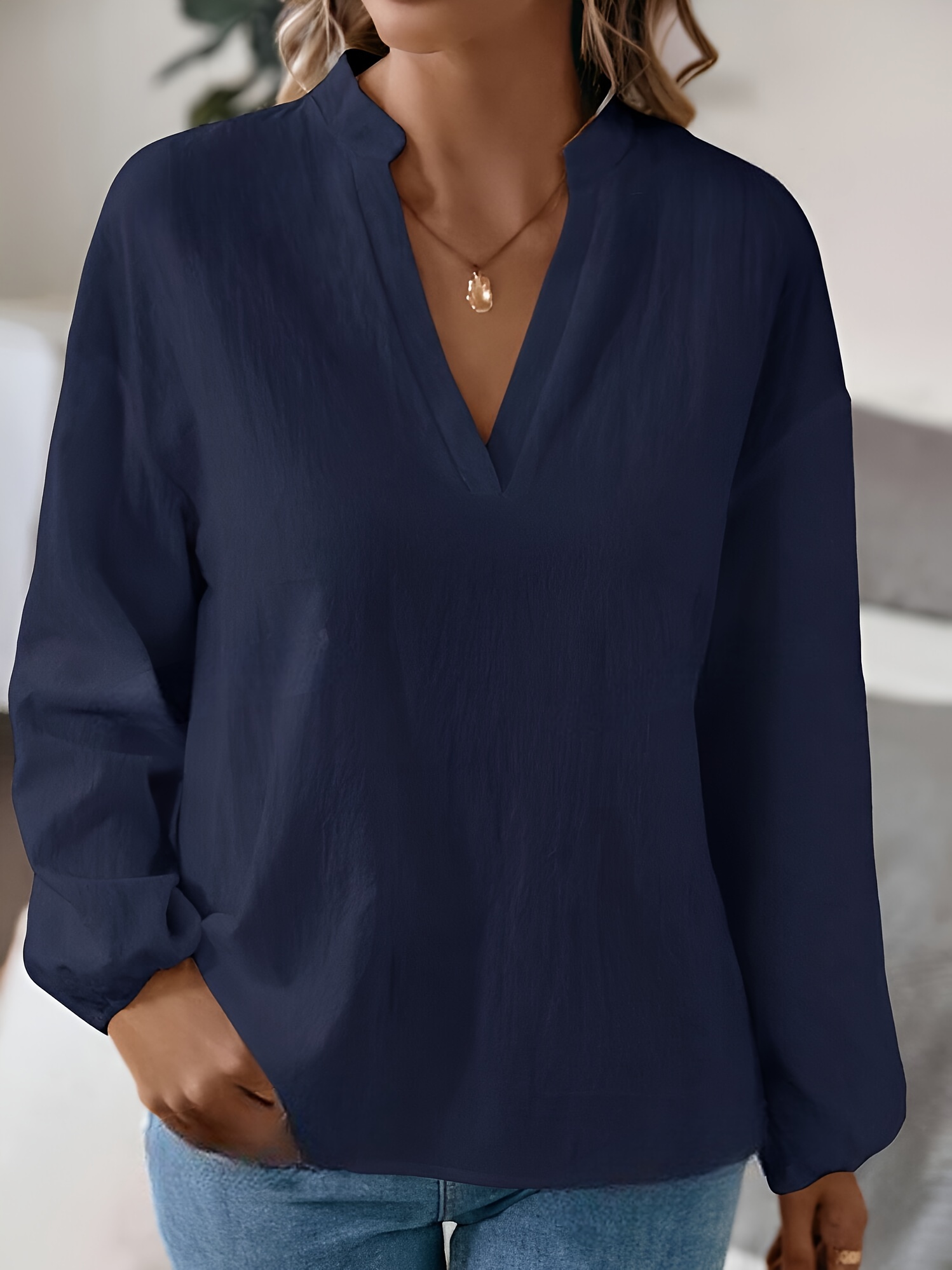 新品◯NEAU◯volume sleeve blouse (dark navy) dark-winter-H-M-navy-blue-deep