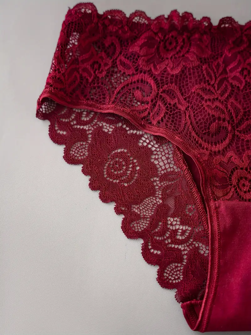 4pcs womens floral lace jockstrap underwear breathable comfortable briefs with contrast lace detailing sexy elegant design for casual attire everyday underwear floral lace detailing smooth texture fabric Product details 10