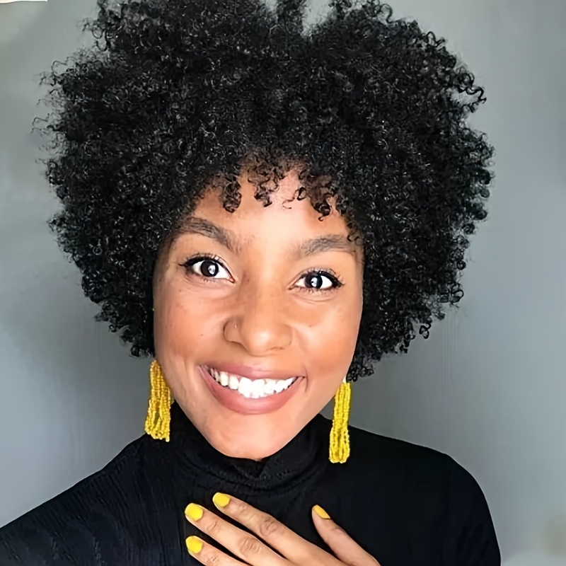 TEMU New African Wig Hair, European And American Wig, Women's Short Curly Hair, Head Mechanism, Synthetic Fiber Wigs For Daily Use, Halloween Wigs