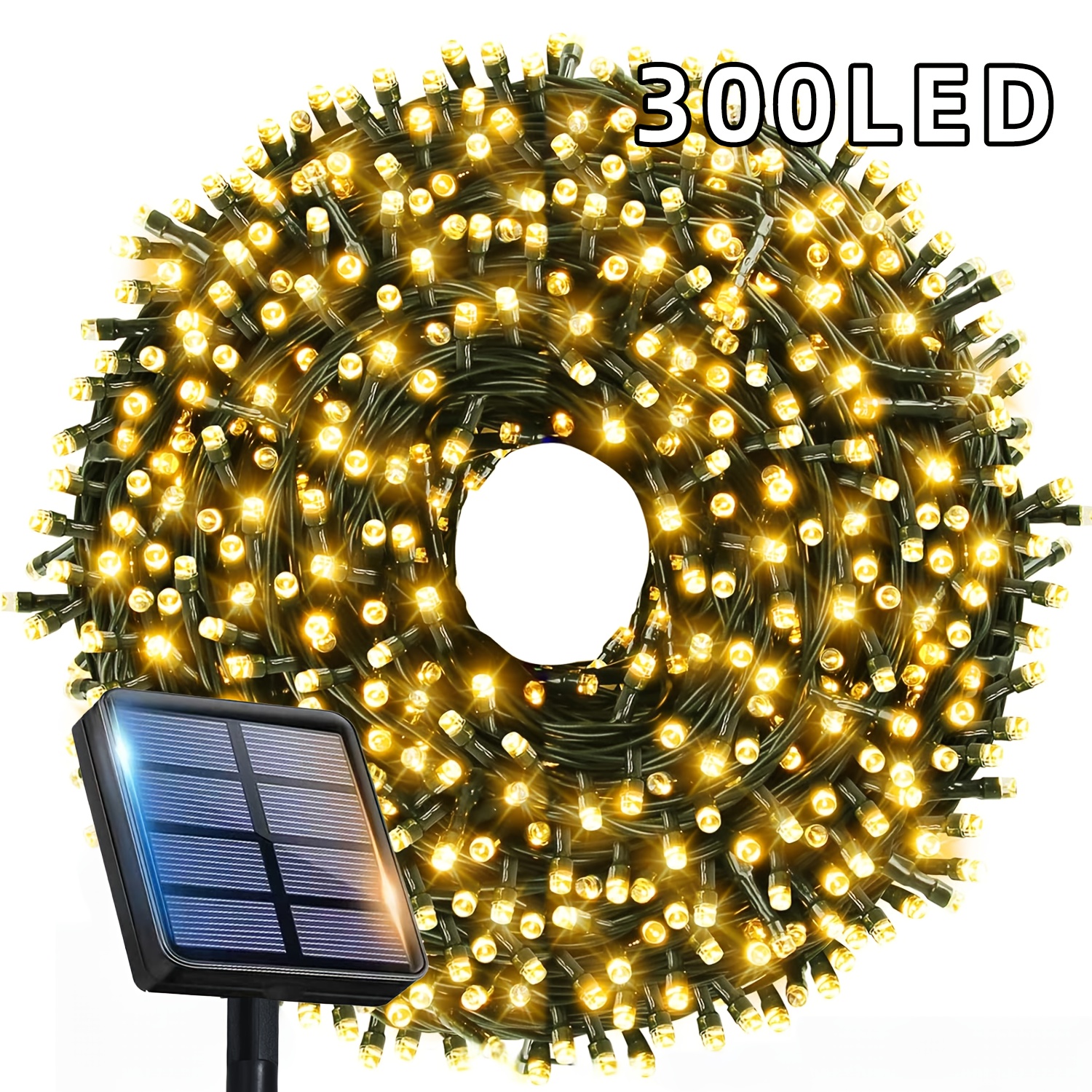 TEMU 40.6/73.4/106.2ft Outdoor Solar Powered Christmas Fairy Light, 12 Lighting , Dark , Sensing, Warm/white/color From, Suitable For Trees, Holiday