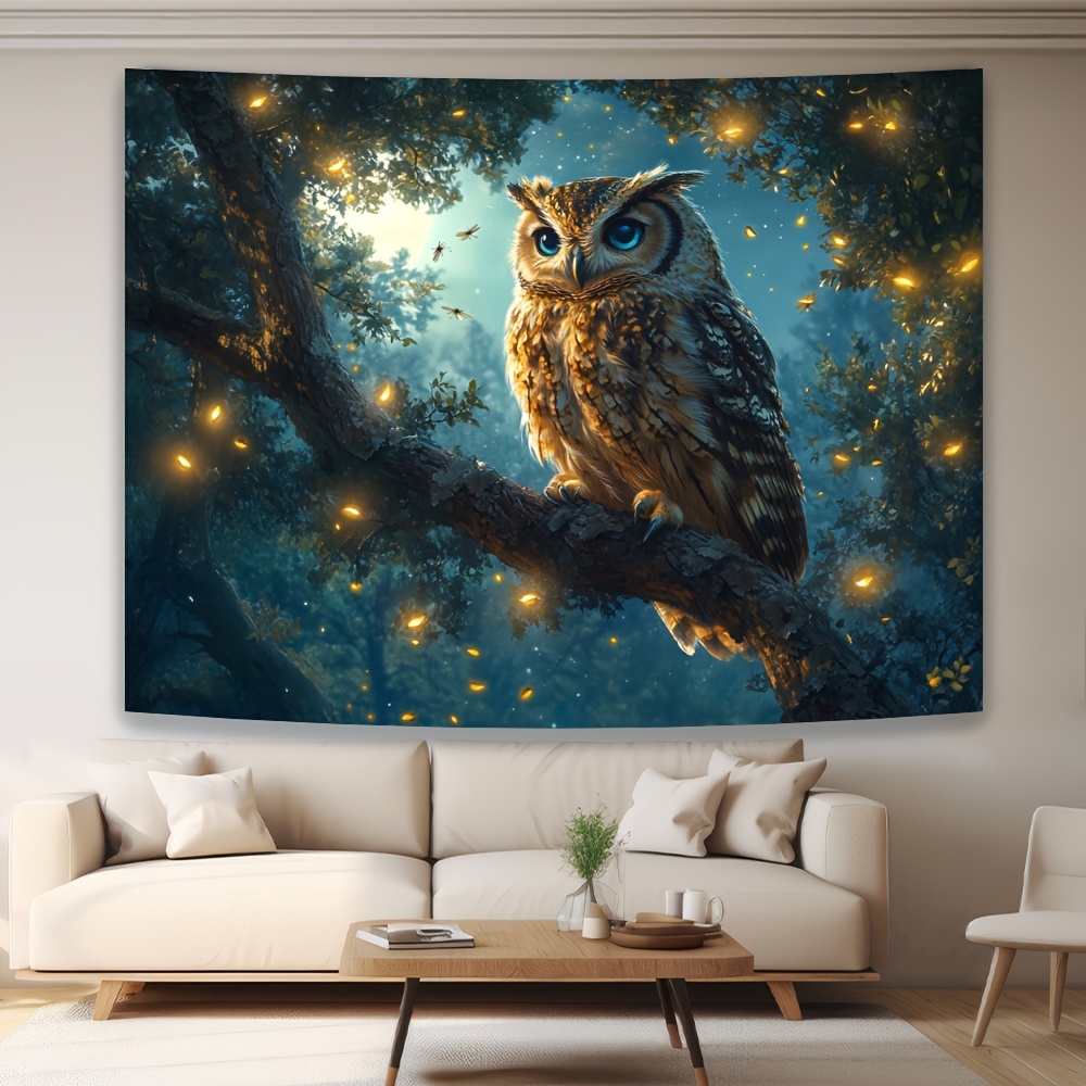 Eulen Wald Wandteppich Für Wohn- Und Schlafzimmer Dekoration_voghion.com