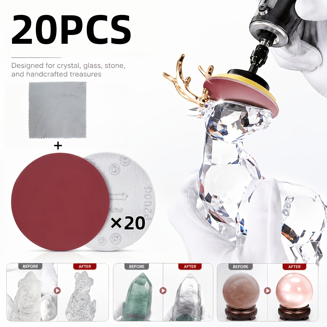 TEMU 20/10/5pcs Mirror End Polishing Discs For Epoxy And Resin Projects (with Cleaning Cloth), Upgraded Scratch-resistant Disc, Clear Gloss