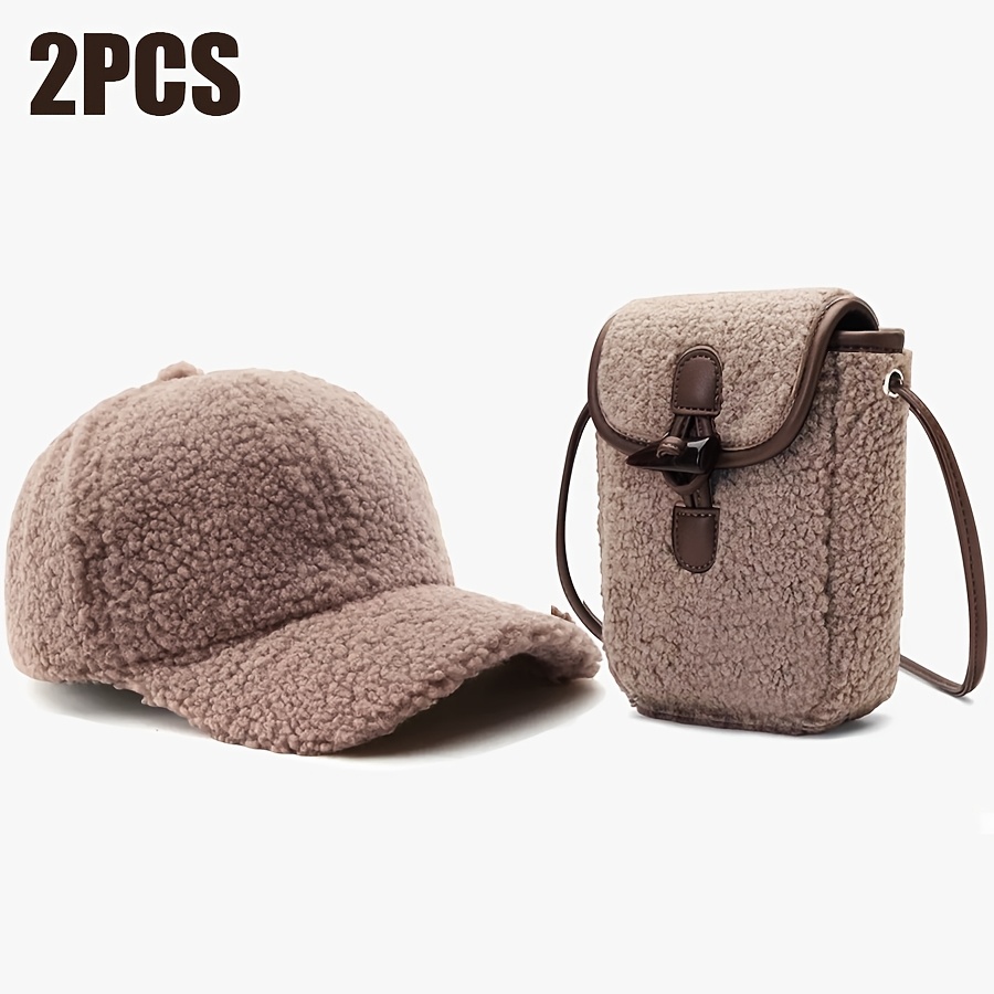 TEMU A Set Of 2 Fashionable Hats And Bags For Women, Including A Warm Hat, A Duckbill Cap, A Baseball Cap, A Fluffy Hat, A Wallet, A Crossbody Bag, A