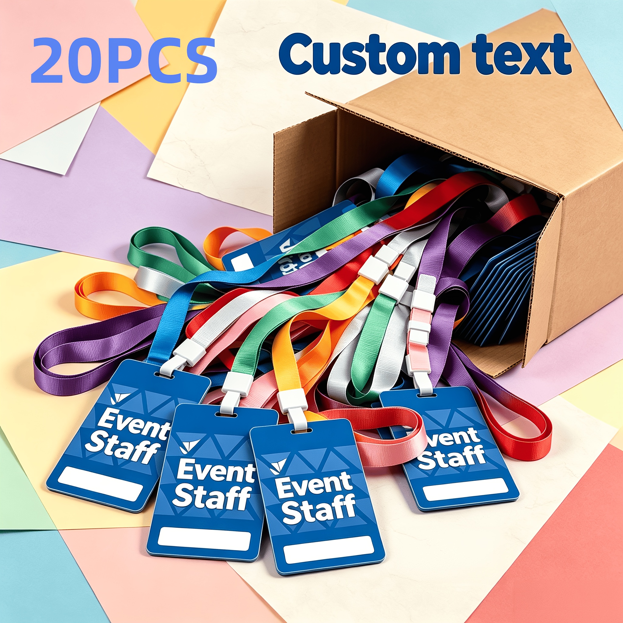 TEMU Custom 20pcs Pvc Work Badge Lanyard Set Double-sided Printing Hanging Card Box Combination, Concert Music Festival Commemorative Merchandise
