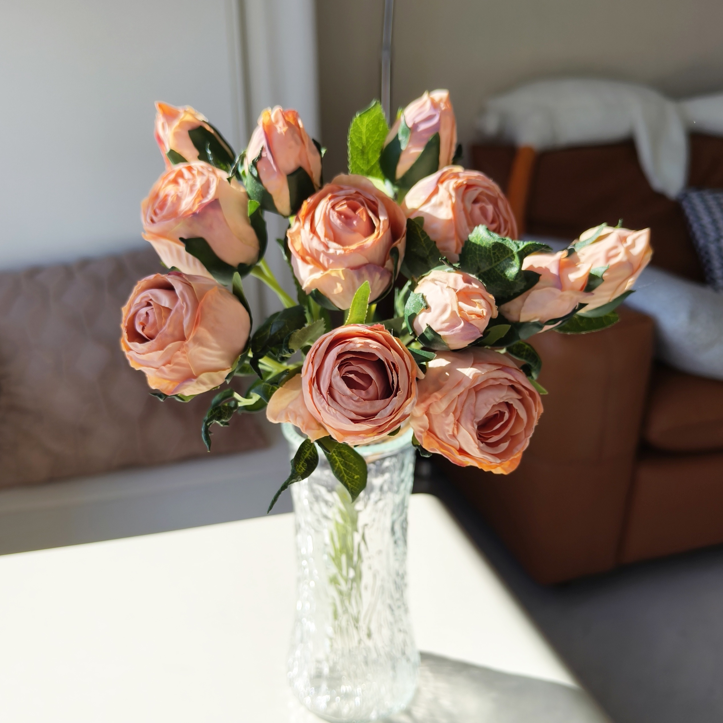 

1pc 12 Heads Rose Artificial Flower Realistic Bouquet, Suitable For Home, Office, Party, Wedding Decoration, Mother's Day, Easter, Perfect Gift