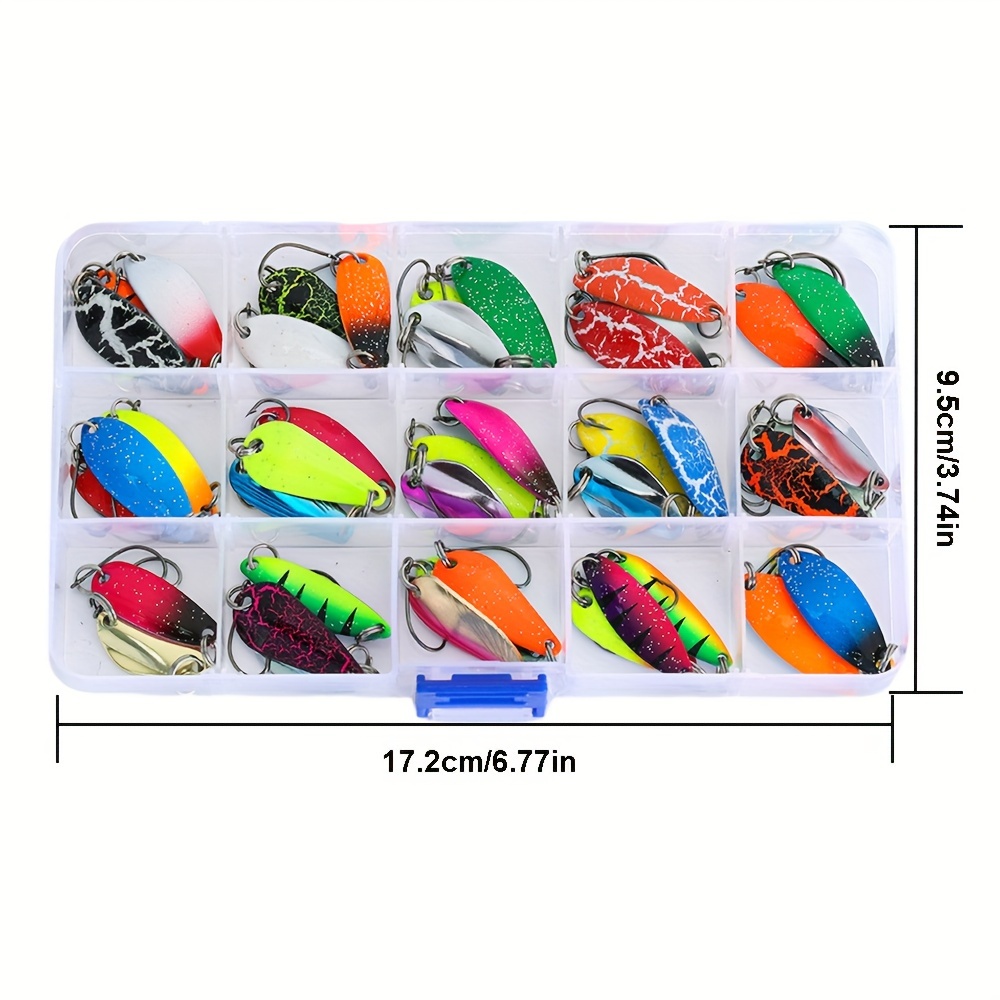 Jsfun 43pcs/box Trout Lure Spoonbait Spinners Spoon Bobbin Artificial Hard Bait Sequins For Carp Fishing Tackle