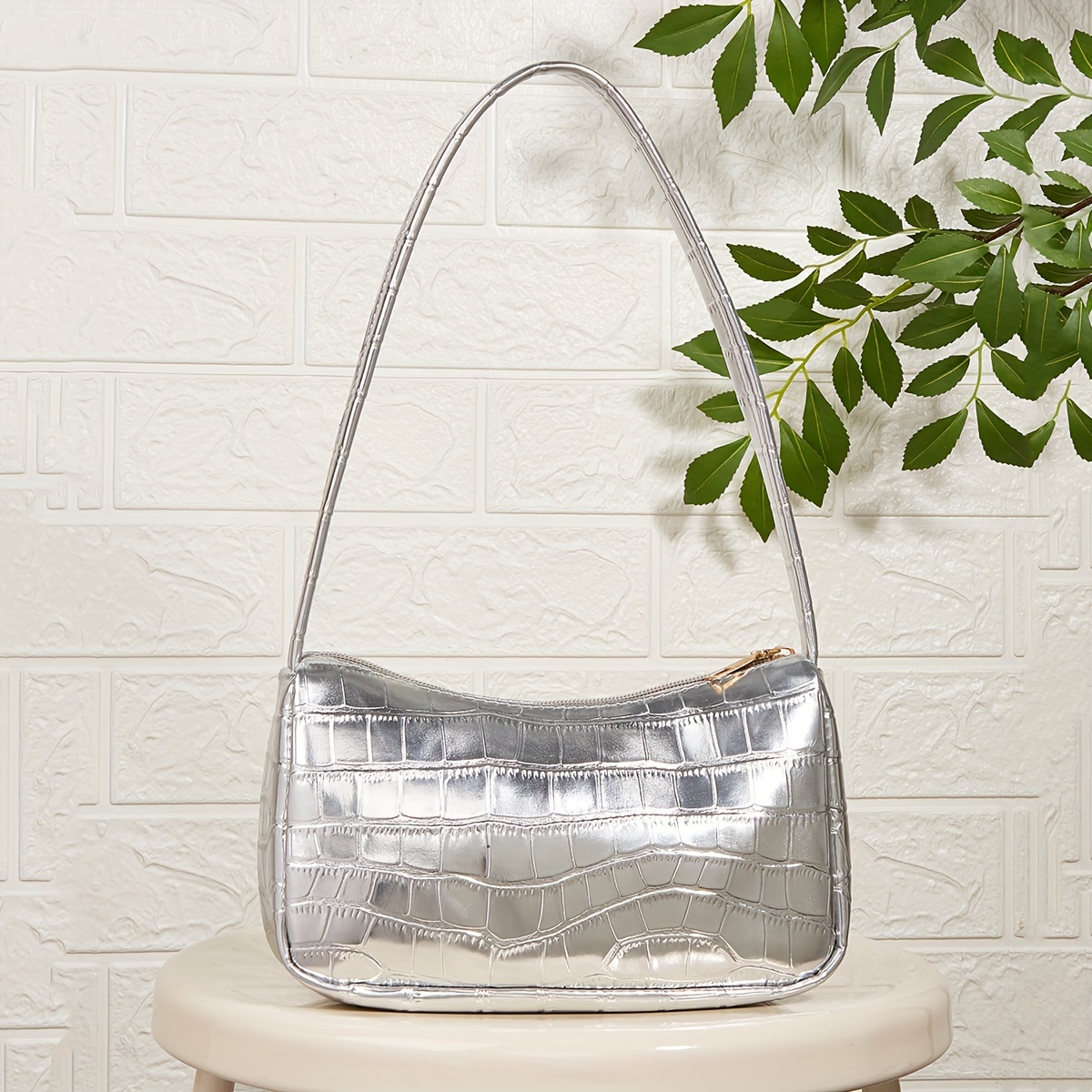 TEMU 1 pièce Sac à bandoulière simple et à gaufrage crocodile pour femme, Sac sous , Convient pour un usage , pour un cadeau de fête des Mères