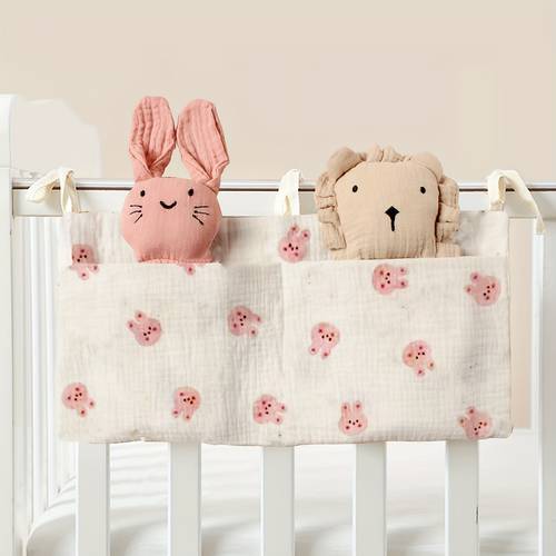 bedside toy organizer bag with dual pockets for storing bottles small toys phones and other small items stroller storage bag