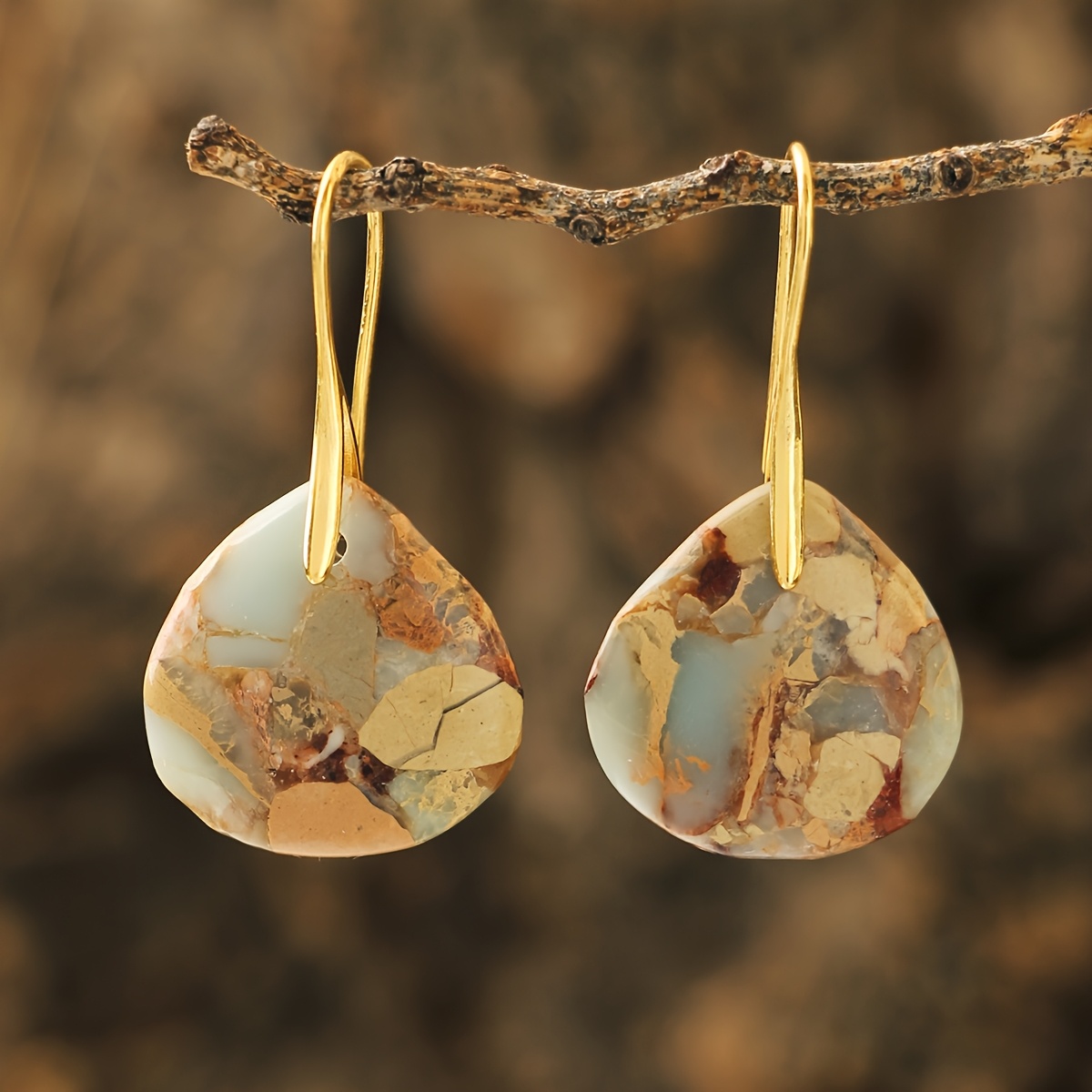 Spring Summer Colorful Stone Drop Earrings for Women