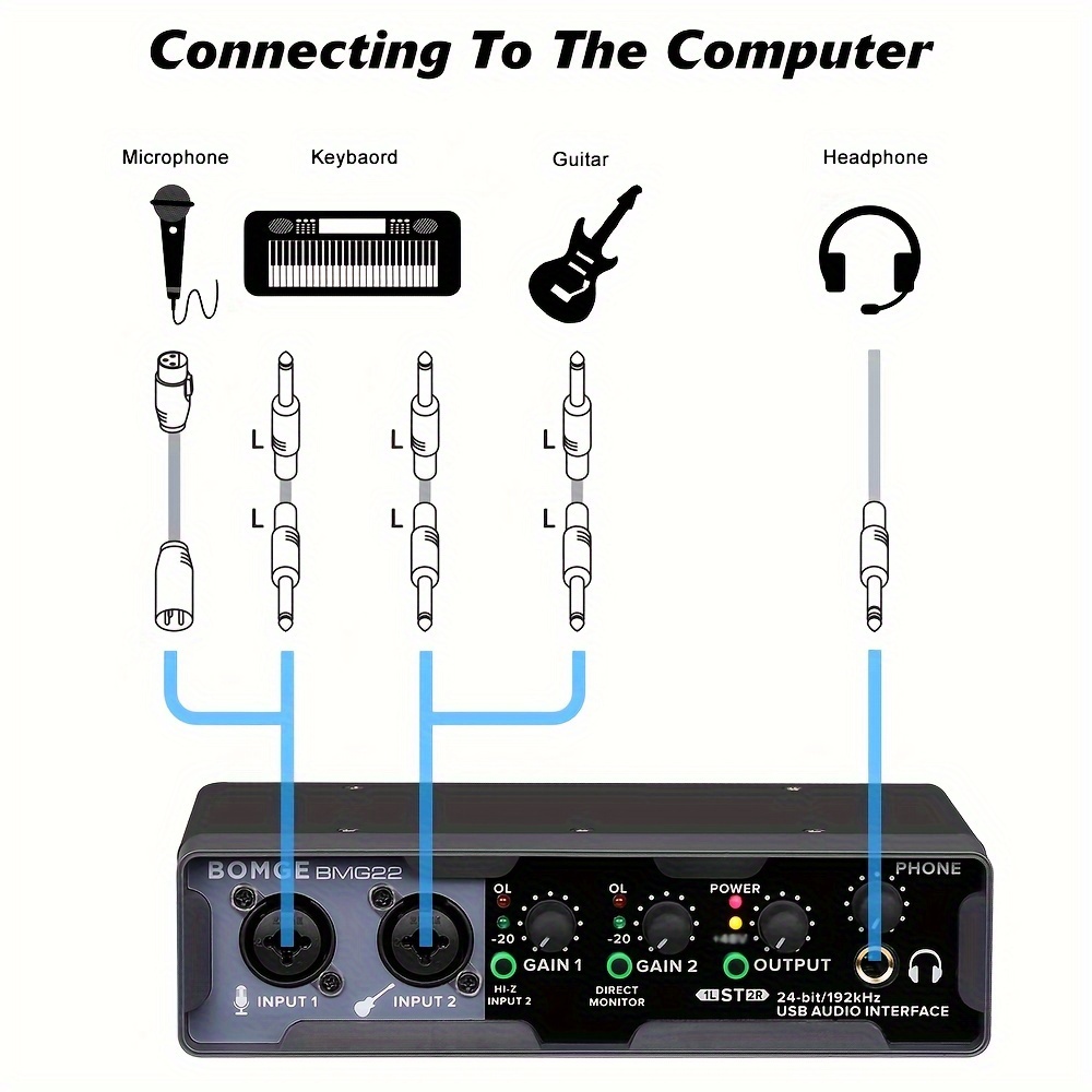 Usb Audio Interface(24 Bit/192 Khz) Xlr Phantom Power - Temu