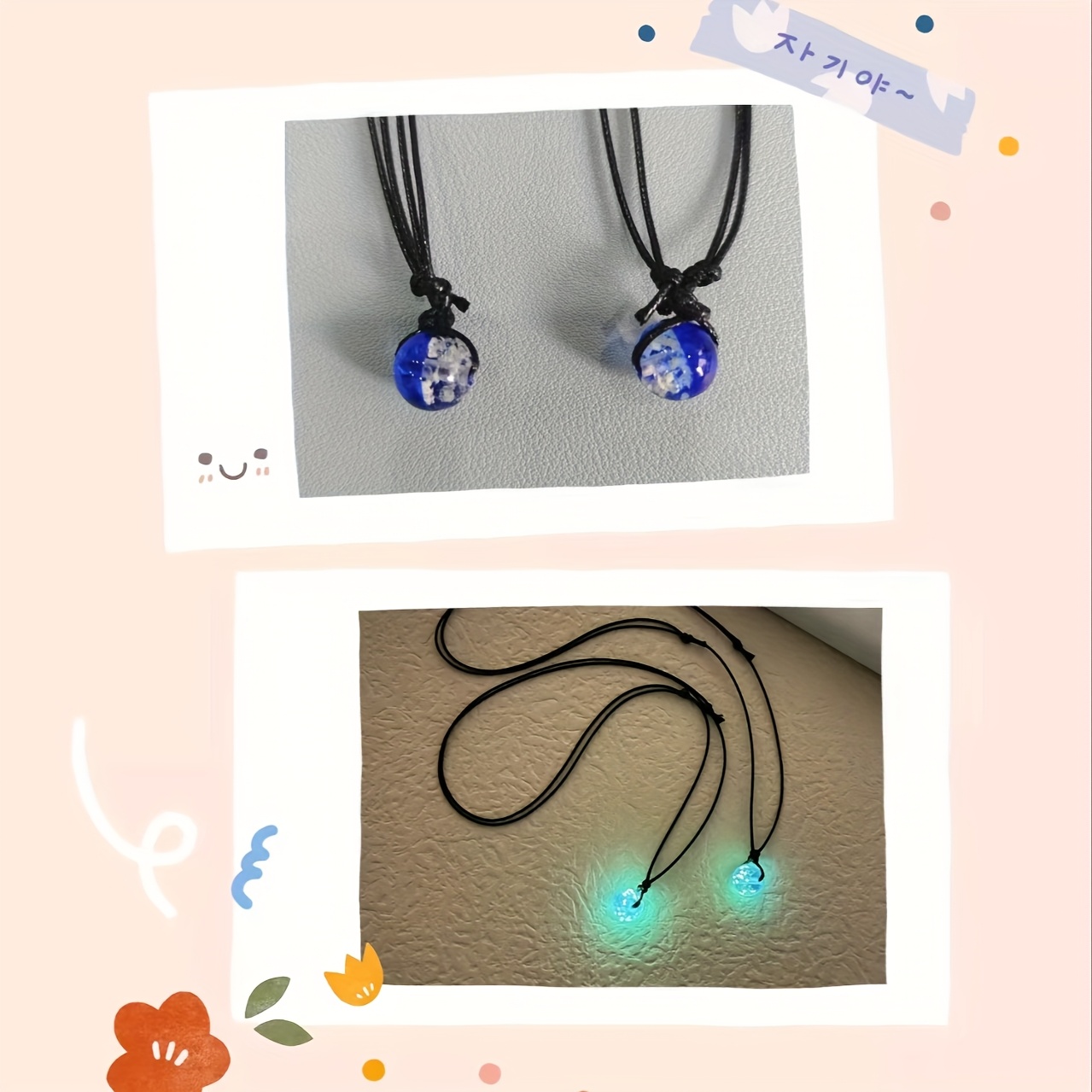 E-shop 2er-Set Leuchtende Perlen Stück Halsketten, Einfach Handgewebte Mode Schmuck Geschenk