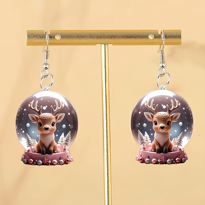 

Christmas Sparkle Cartoon Reindeer Snow Acrylic Earrings - Lightweight Drop Dangle Fashion Jewelry For Women, Ideal For Halloween, Thanksgiving, Valentine's Day, Anniversaries, Birthdays & Parties