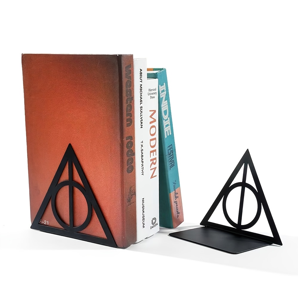 TEMU Harry Potter Deathly Hallows Bookend, Classic Desktop Bookshelf Decor Storage, Durable, Stylish