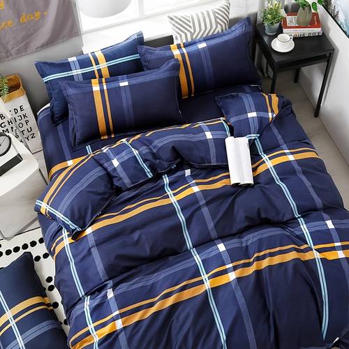 imagen del artículo juego de cama de 4 piezas, 1 de edredón + 1 sábana bajera + 2 s de almohada, juego lavable a máquina