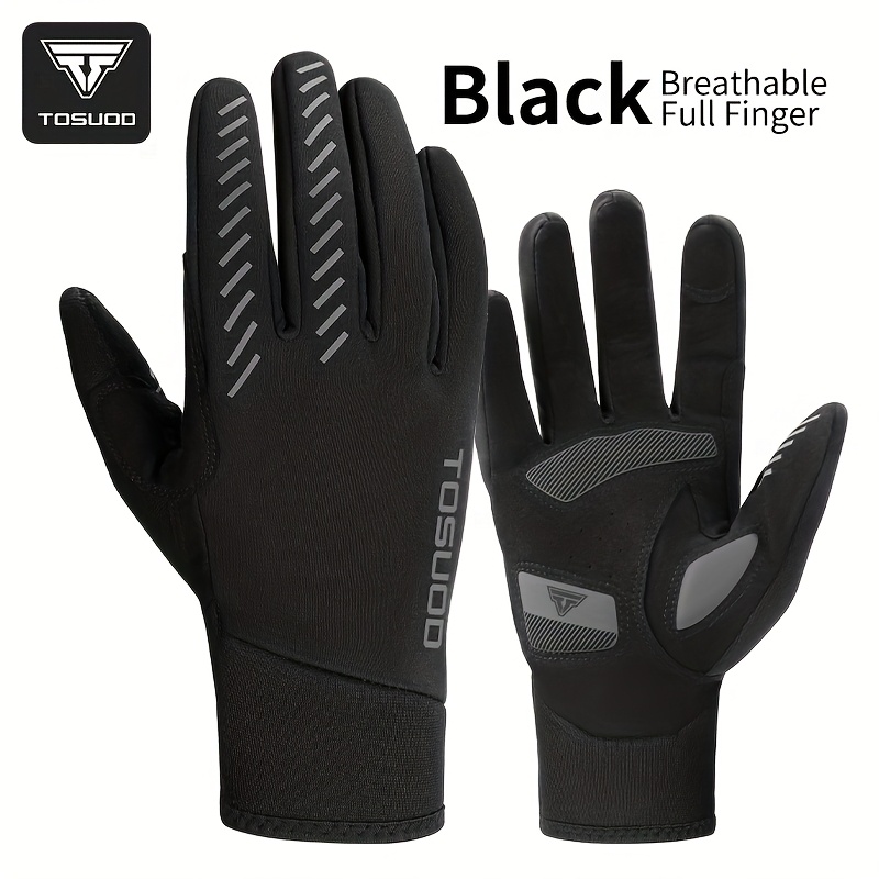 TEMU TOSUOD Guantes de Ciclismo de Dedo Completo Otoño Invierno Cálidos Dedo Largo Carretera Montaña Profesional Touchscreen