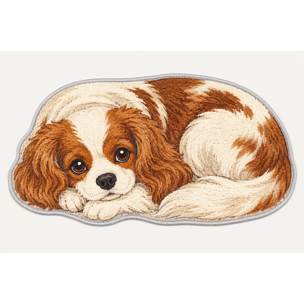 TEMU Tappeto 1 pz con Cane che , Tappetino da in Cashmere 800g/m簡, Stampa Piatta 2D con Motivo Spaniel Marrone e , Tappeto d'Accento Lavabile per