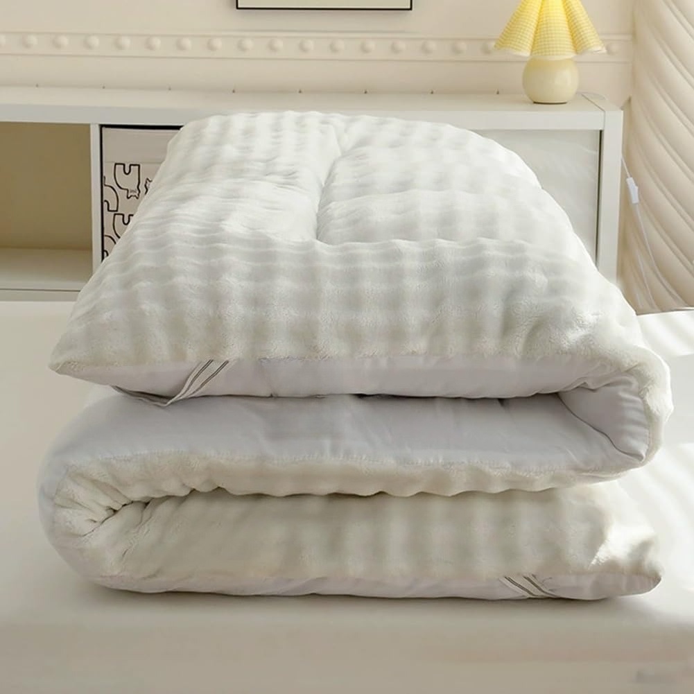 TEMU Warm Fluffy Faux Wool Mattress Topper & Floor Bed - Super Soft Foldable Tatami Mat, Portable Sleeping Pad For Futon, , Dorm, /outdoor Use -