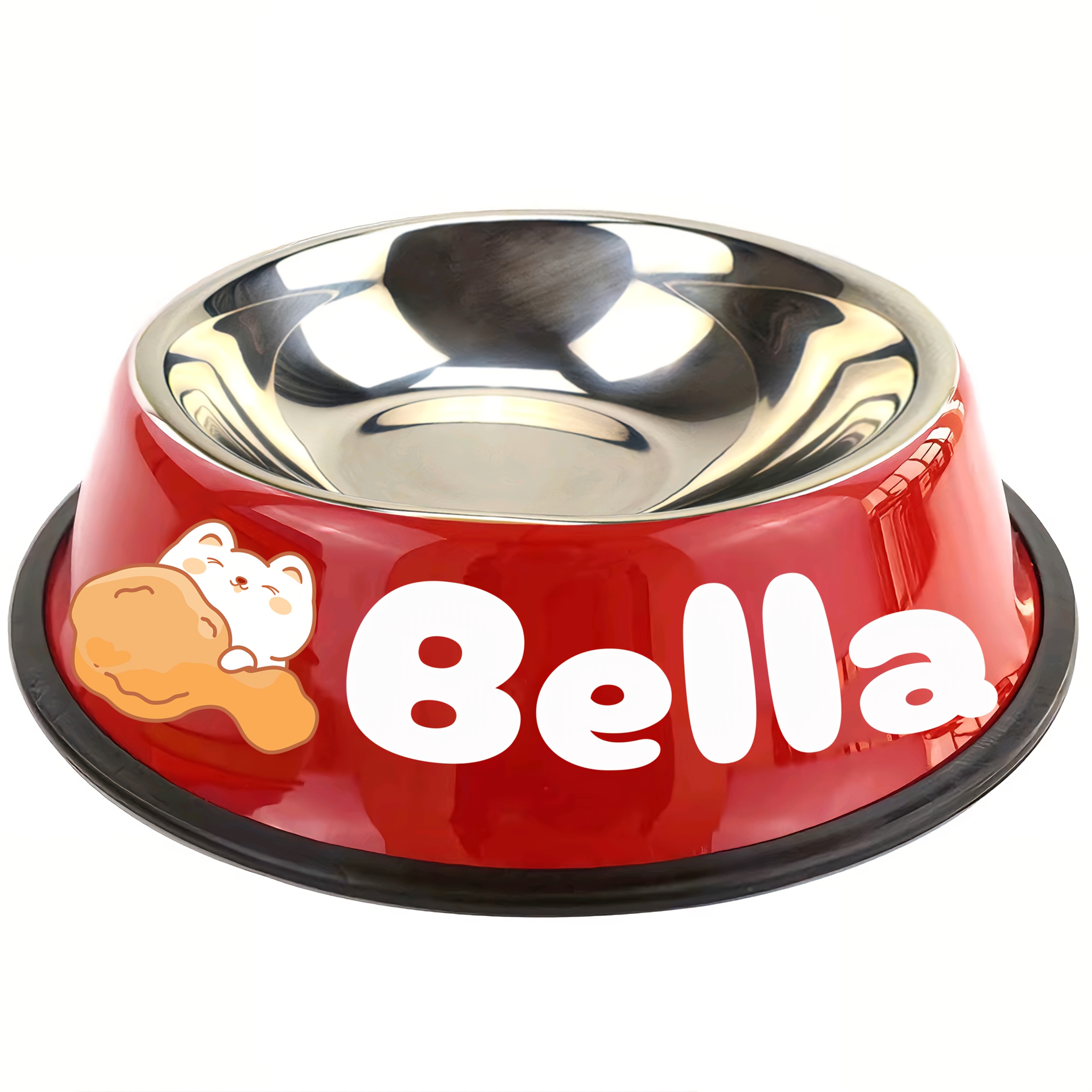 TEMU Customizable Stainless Steel Pet Bowl For Dogs And Cats - Non-slip, , Rust-resistant, Personalized With Pet's Name - Ideal For Food & Water,