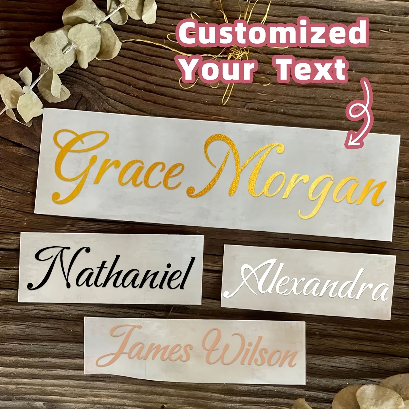 custom name stickers sold on Temu Australia