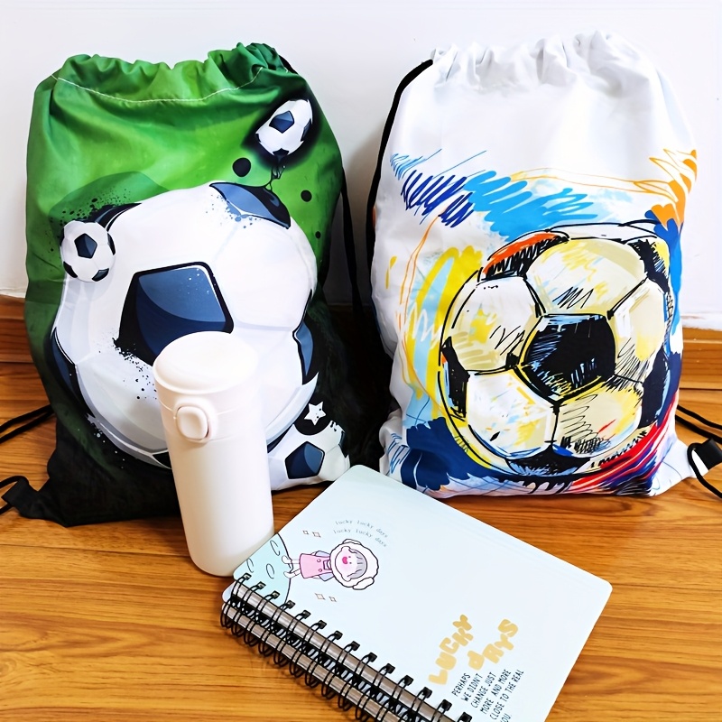 Large Football Backpack Bag Soccer Ball Design Drawstring Backpack,  Lightweight Foldable Gym Bag with Adjustable Strap Backpack for Teens,