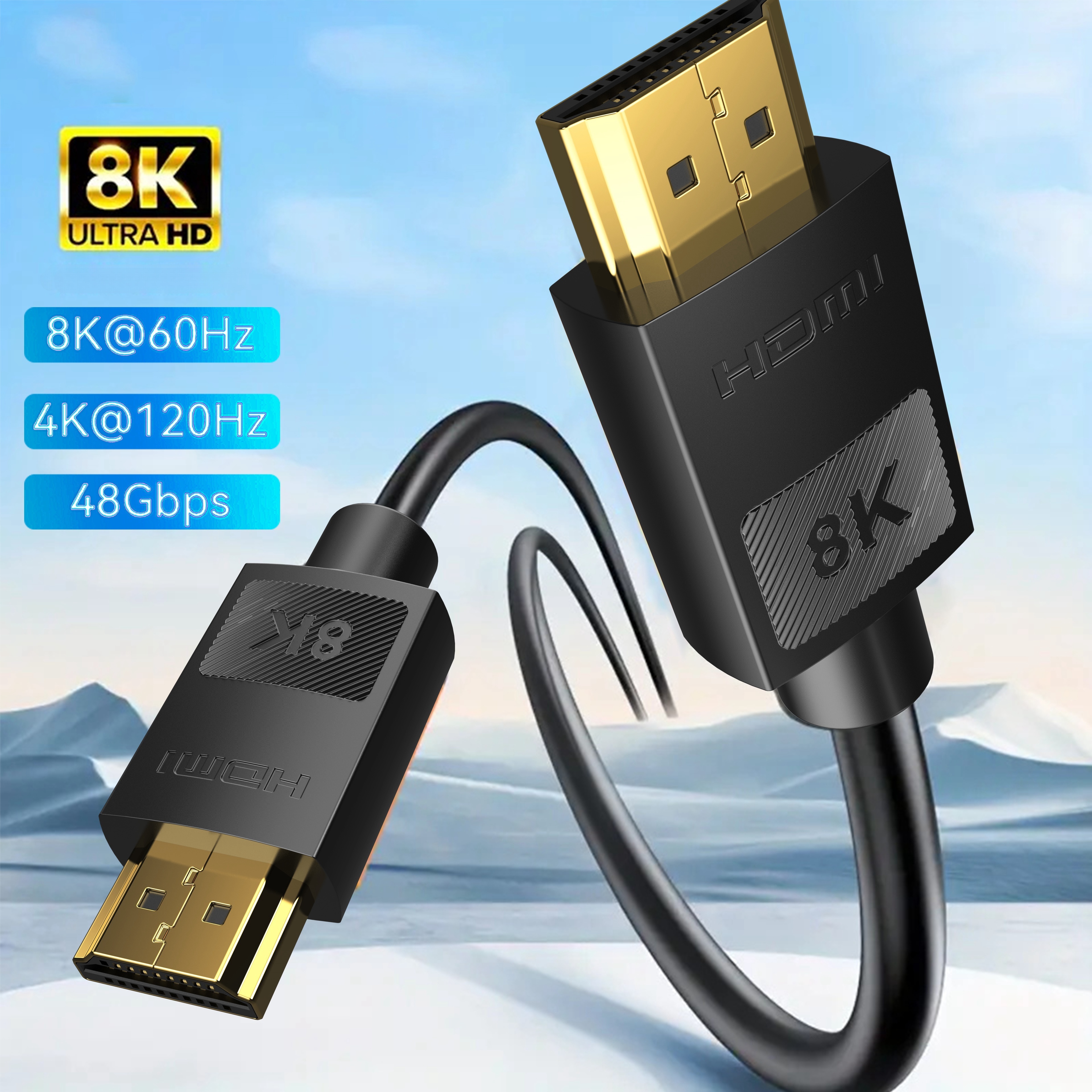 

Short 8k Cables, 1.65/3.3/6.6/10ft 2.1 Cable 48gbps High Speed Cable-4k@120hz 8k@60hz, 2.1 Cable :x, Earc, Hdcp 2.2 & 2.3, Hdr 10 Compatible With Tv/ps5/ps4/hdtv/ 3080/ 3090/blu-ray