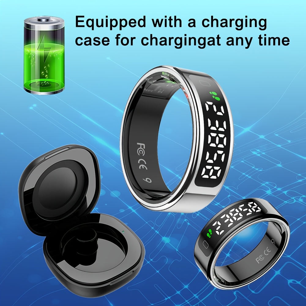 YouthDemon Smart Ring with Multifunctional Display Screen, Activity & Fitness Tracking, Rechargeable Case, Long  , Wireless Charging, Step/CAL Counting/Calorie  , Compatible with for iphone, Ideal Gift for    , Fitness Tracking Device, Sleek Modern Accessory, Durable Smartwatch