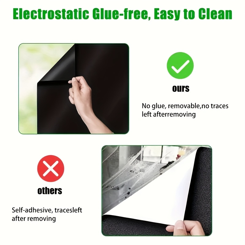 1 Roll Black Window Blackout Film - Pet Privacy Film 100% Light Blocking & Resistant, & Stick Adhesive, 5mil Thick, Fits Window Sizes For Room Darkening, Home Decor, Easy Application, Protection