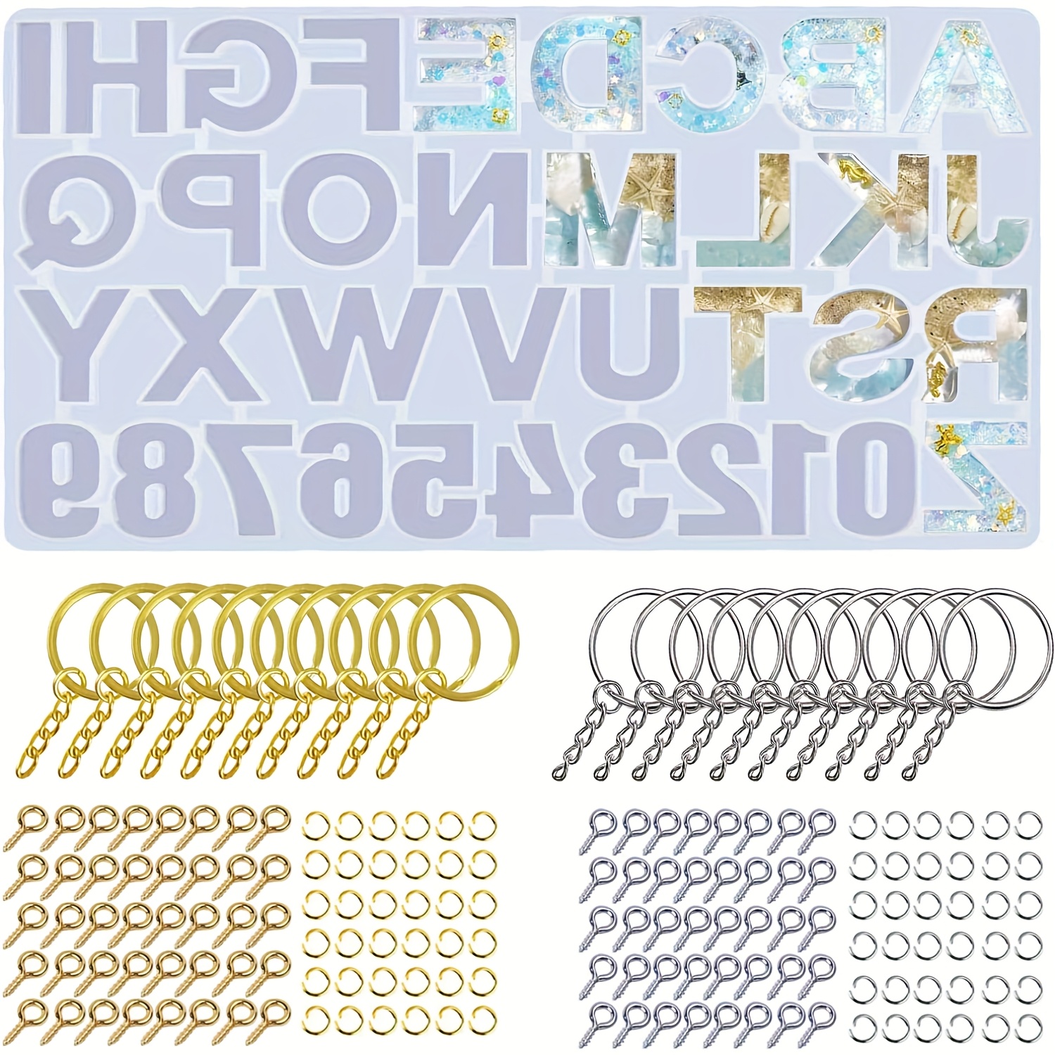 Alphabet Silicone Molds For Resin Letter Number Epoxy Casting Molds Keychain Making Kit