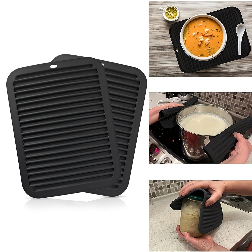 

2pcs Set Silicone Trivets For Hot Dishes & Pots - 9x12" Heat Resistant Mats, Kitchen & Outdoor Cooking