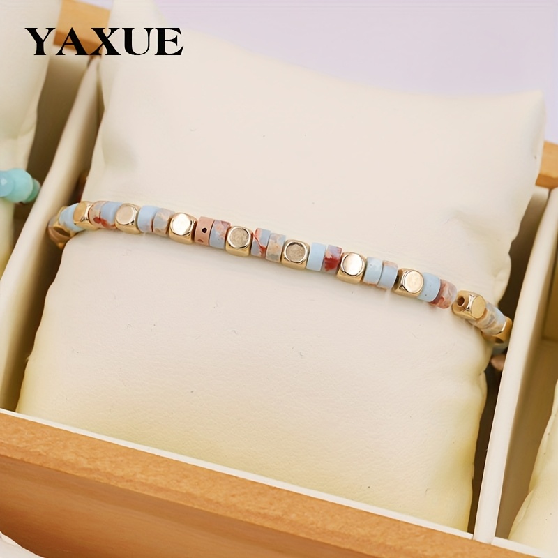 

1pc Yaxue Boho Chic Handcrafted Beaded Bracelet, Vintage Stone, Fashionable Versatile Women's Jewelry For Daily And Party Occasions, Accessory