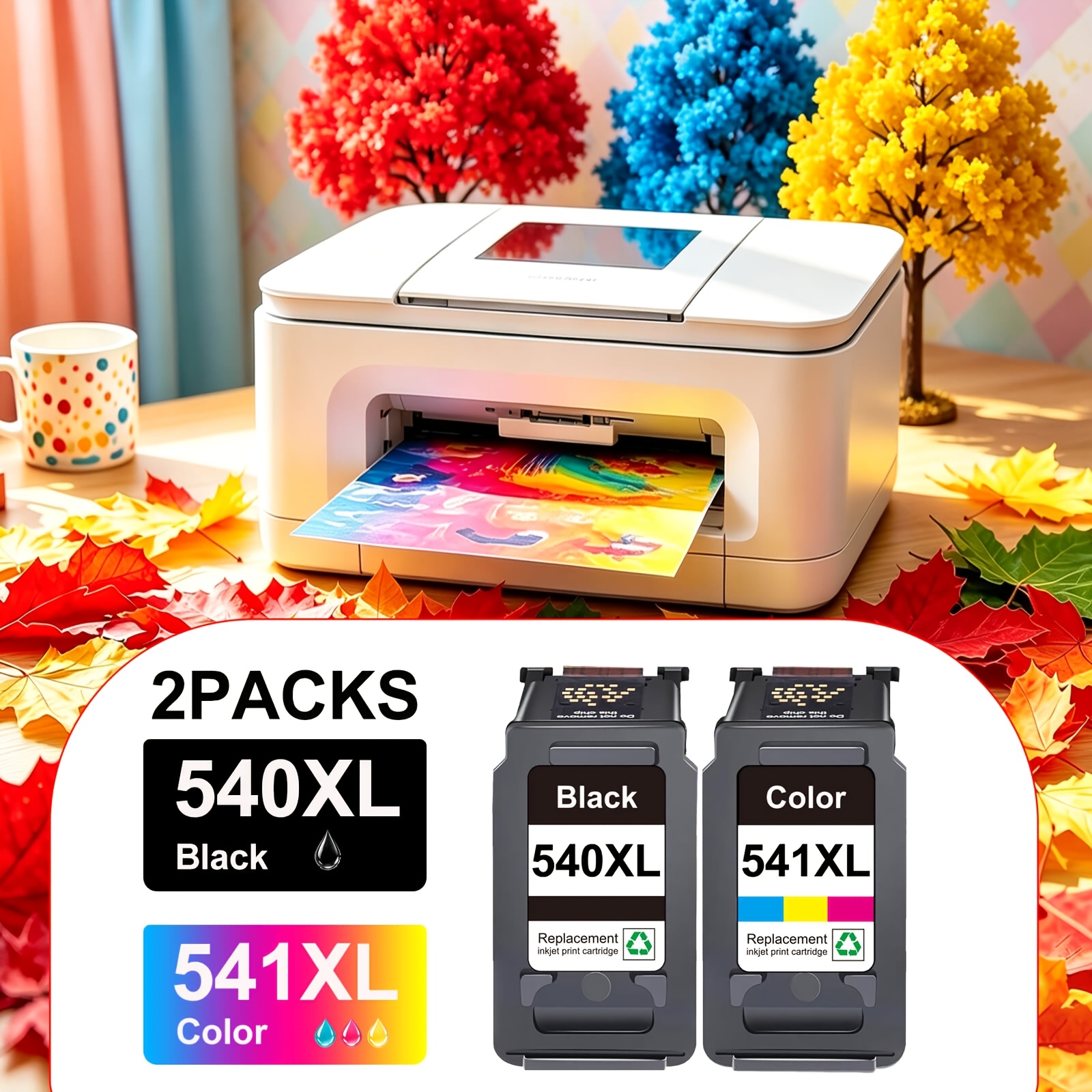 TEMU 2-pack Pg-540xl Cl-541xl Replacement Ink Cartridges For Ts5150 Ts5151 Mg3650 Mg3650s Mg3600, Compatible With Mg4250 Mg3350 Mx475 Mx530 Printers