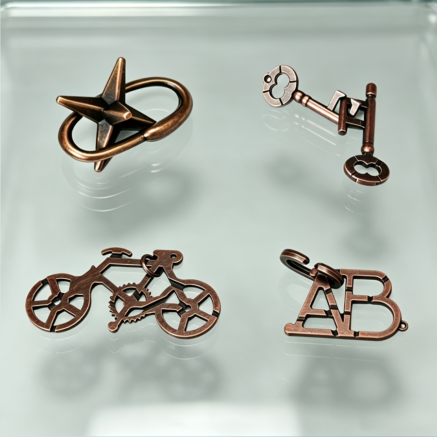 4pcs/Set Metal Puzzle Ring Disassembly Challenge
