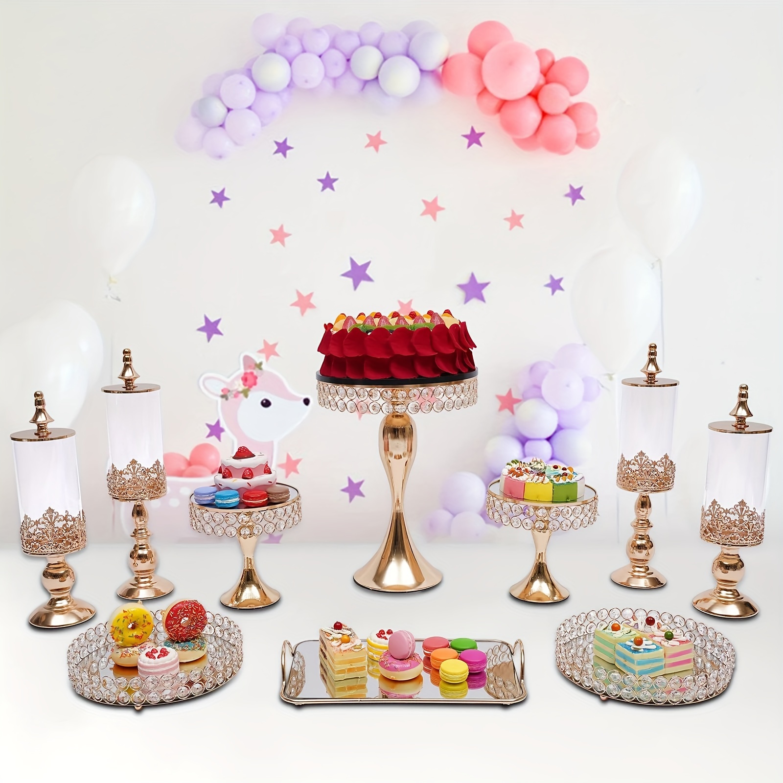 

Birthday Party Cake Stand Cupcake Dessert Table Stand Metal Gold Cake Stand Set Of 10-french Gold