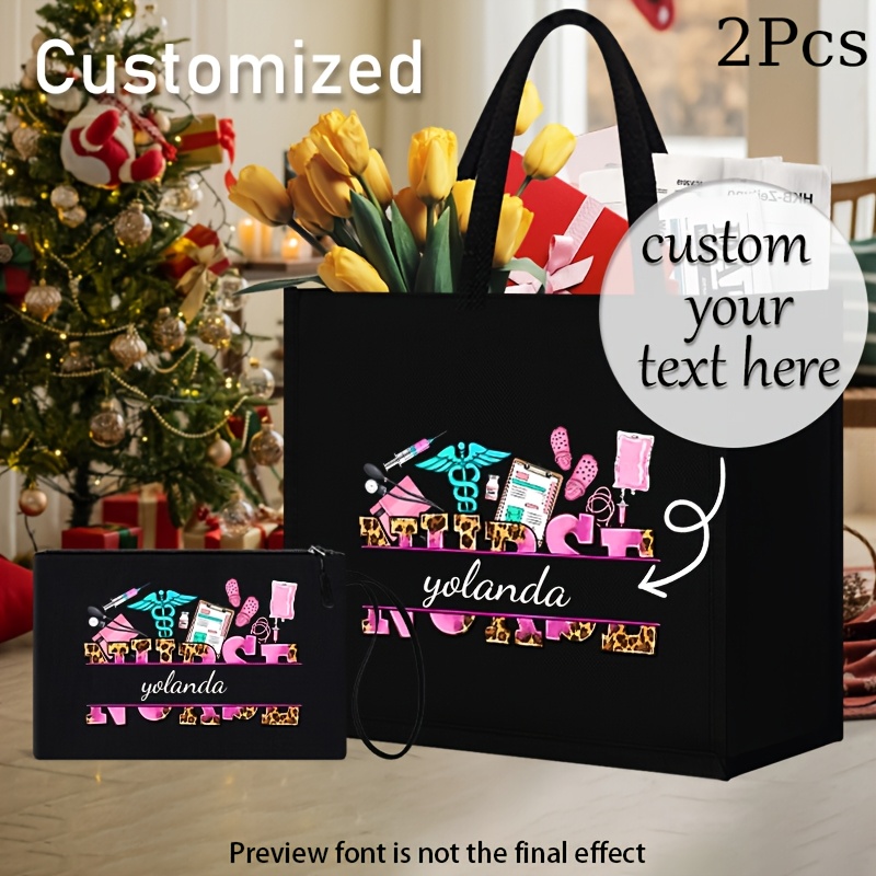 

2pcs Nurse Customizable Set, Shoulder And Matching , No-closure , And Shopping Bag Set