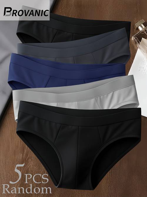 random brovanic 5pcs assorted men s briefs classic men s underwear colors 4 styles of simple solid color underwear close fitting and comfortable elastic waistband suitable for