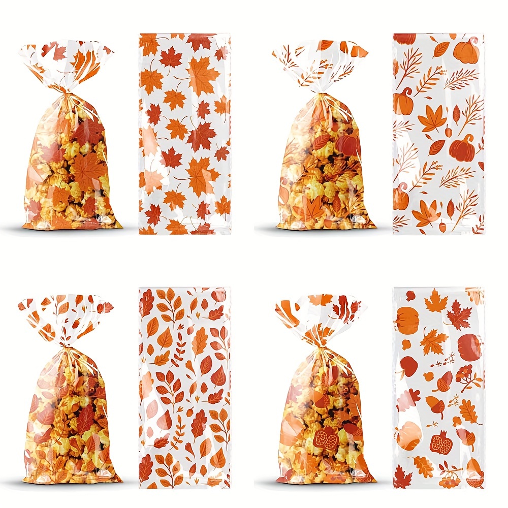 

[top-] 100pcs, Plastic Thanksgiving Packaging Bag Decoration Bag Thanksgiving Bag 4 Matching 110 Twisted Tie