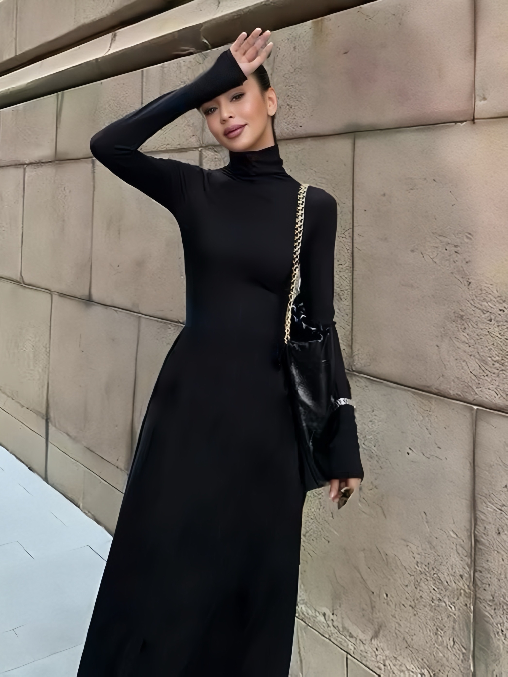 sachin and babi light blue dress Sexy Zipper Back Bodycon Long Sleeve Knee Length Black Fall Plus Size Women  Elegant Casual Dress - Dress and Ladies Dress price